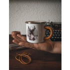 Enameled mug with leather wrap