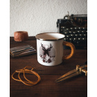 Enameled mug with leather wrap